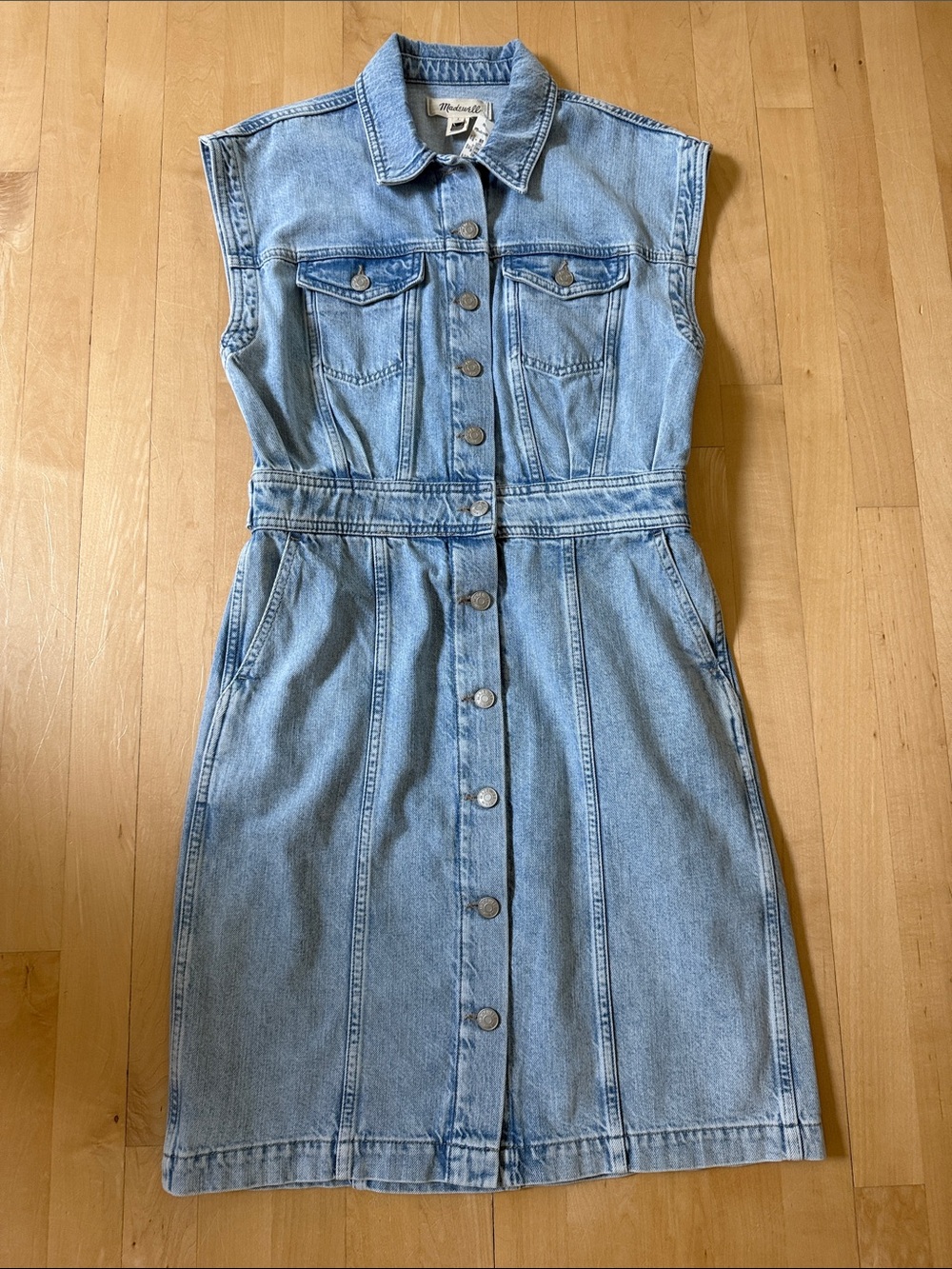 Madewell denim cap sleeve shirt dress